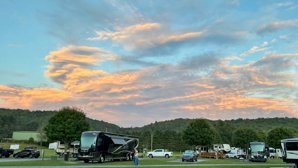 dusk in nc mountain campground